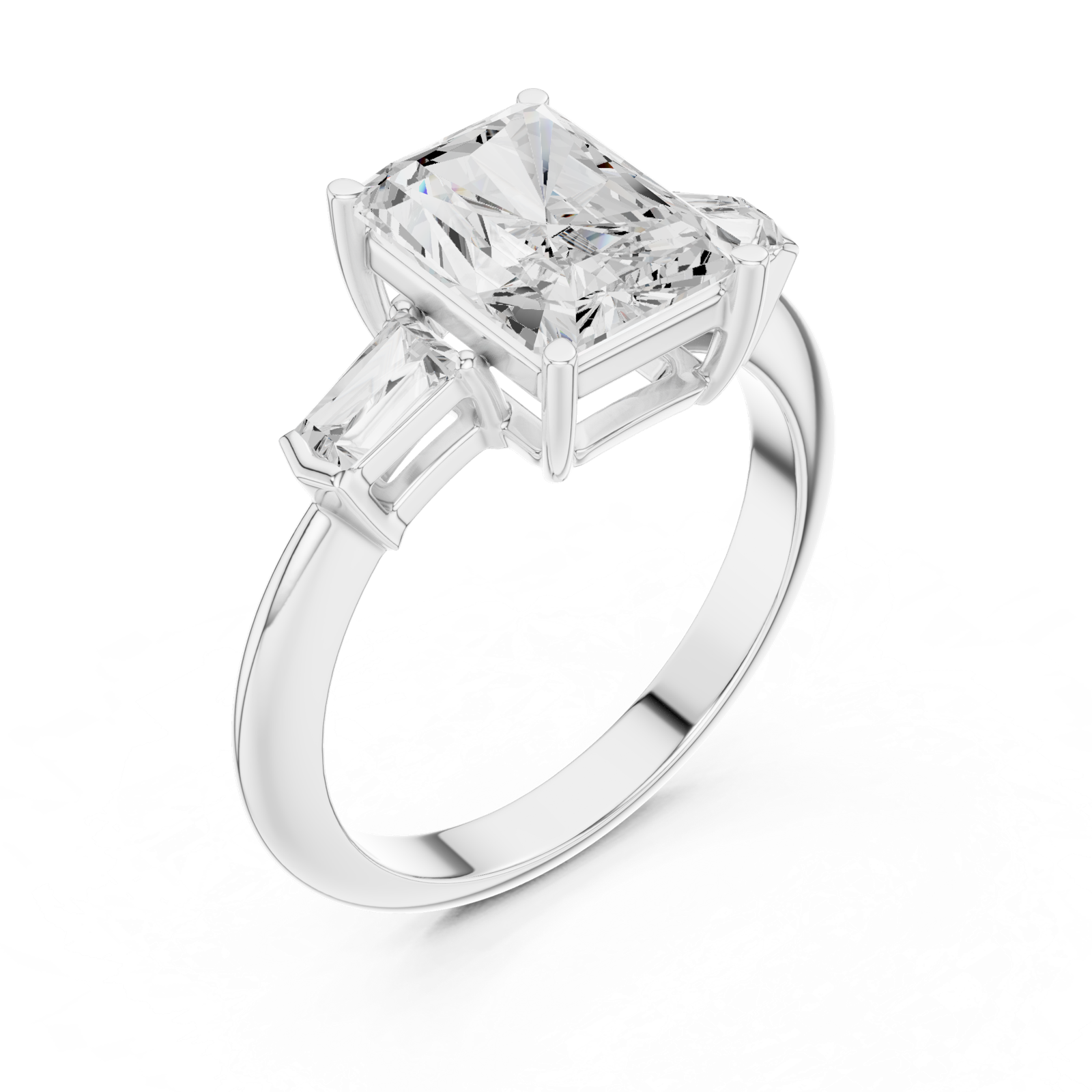 Gold Jewelry L35-67, Radiant center stone, White Gold, view 2