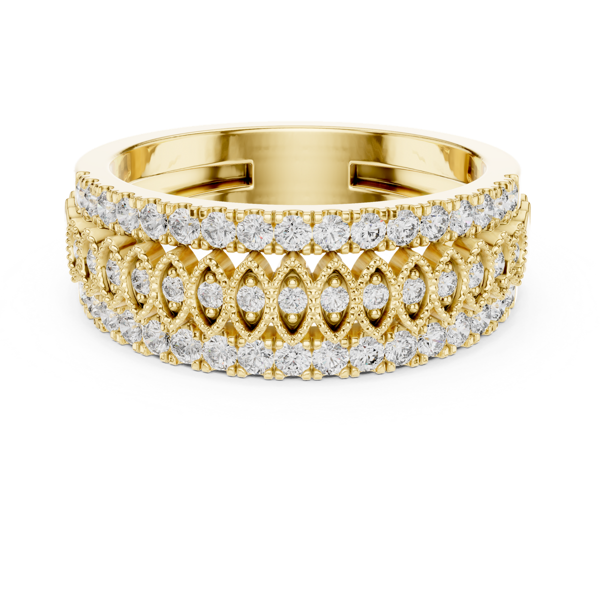 14K Solid Gold Lab Diamond Eternity Ring, Yellow Gold