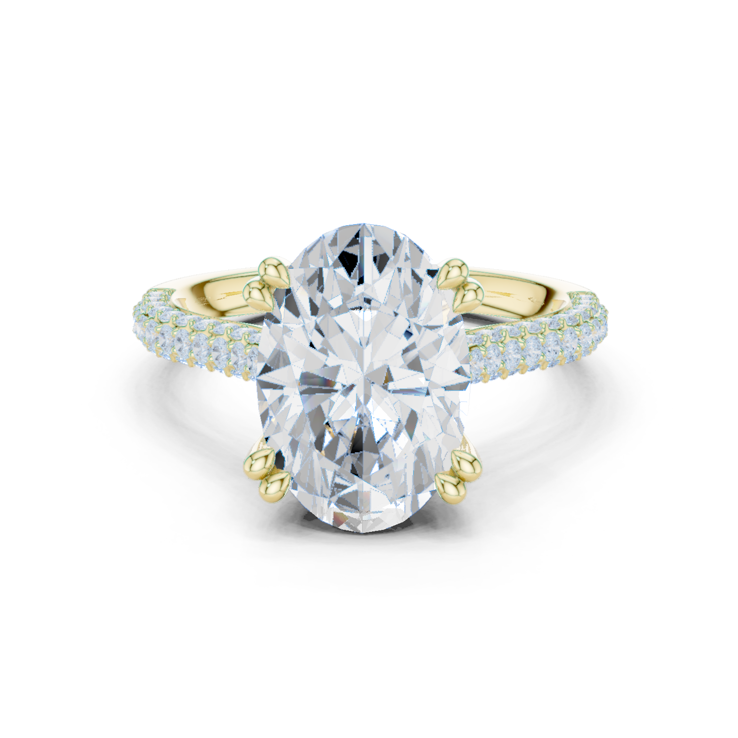 Gold Ring DDLR-260, Oval center stone, Yellow Gold
