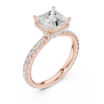 Gold Ring DDLR-165, Princess center stone, Rose Gold, view 2