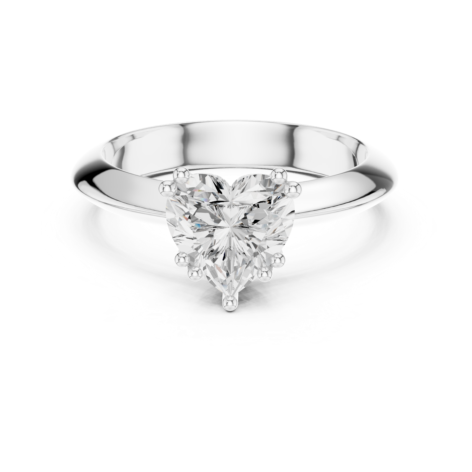Gold Jewelry L36-8, Heart center stone, White Gold, view 4
