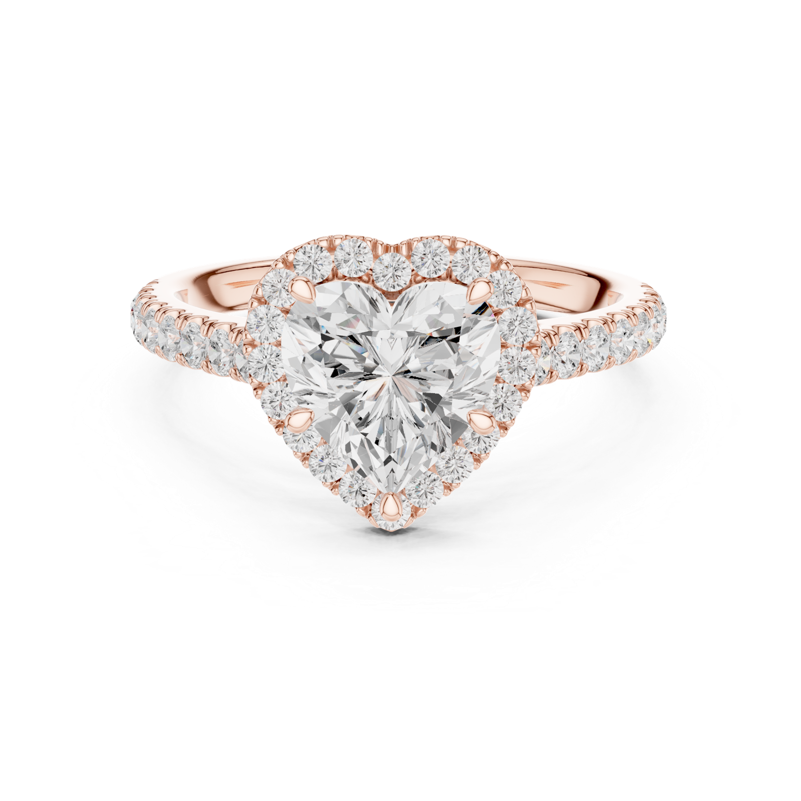 Gold Ring DDLR-118, Heart center stone, Rose Gold, view 4