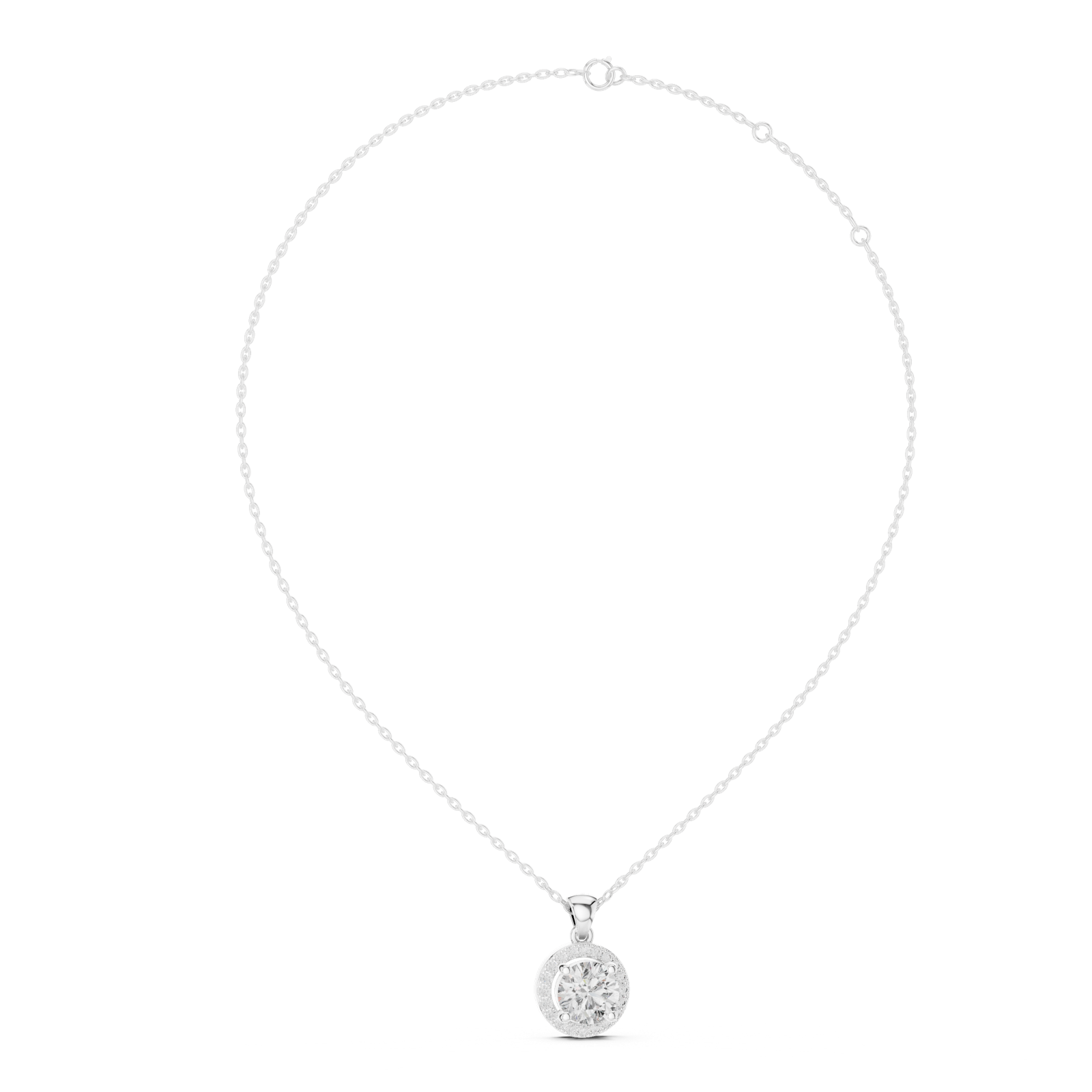 14K Solid Gold Lab Diamond Solitaire Pendant Necklace, White Gold, view 1