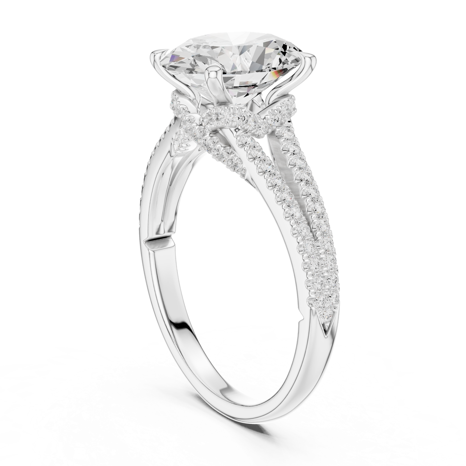 Gold Ring DDLR-252, Oval center stone, White Gold, view 1