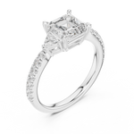 Gold Ring, Asscher center stone, White Gold, view 2