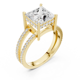 Gold Jewelry L36-13, Princess center stone, Yellow Gold, view 2