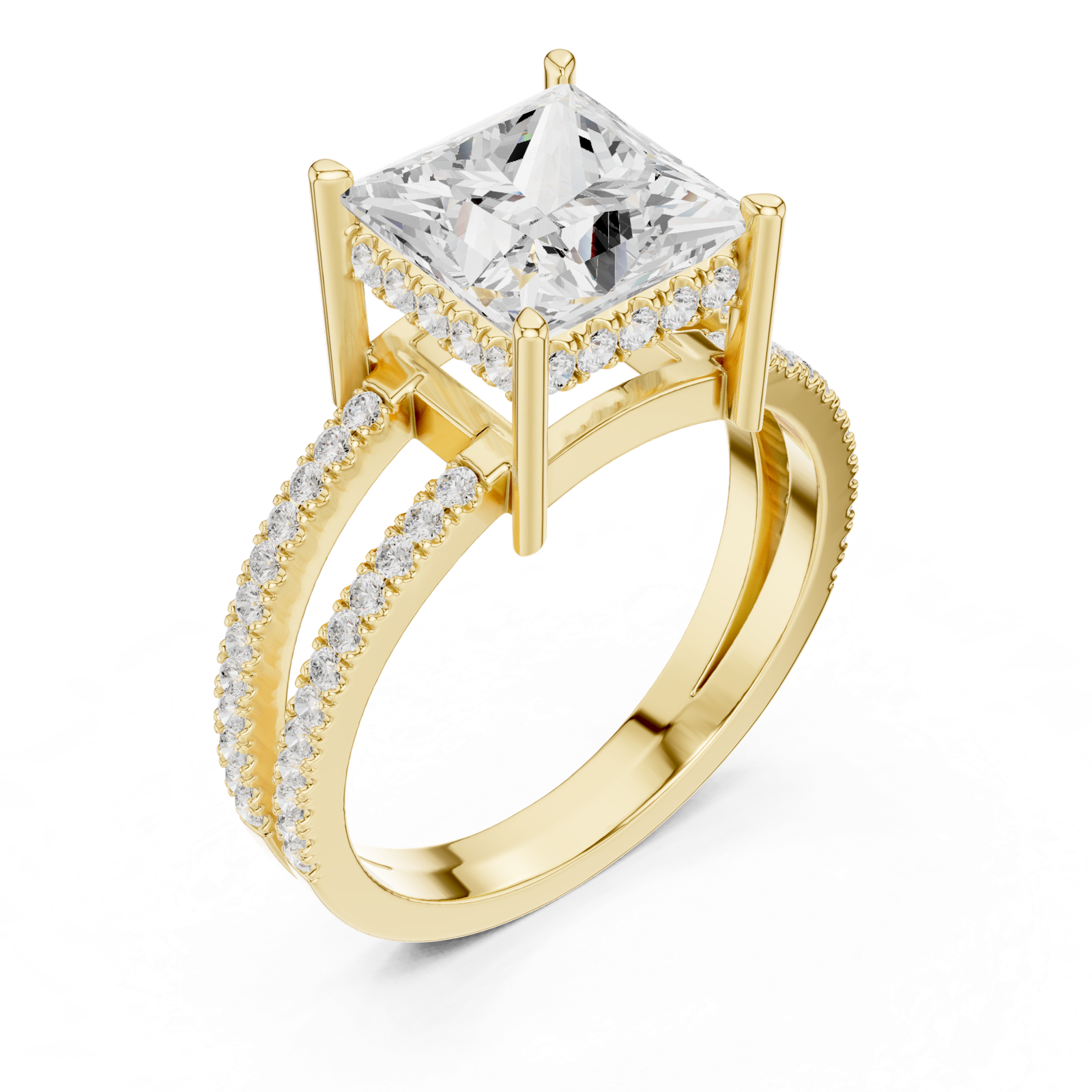 Gold Jewelry L36-13, Princess center stone, Yellow Gold, view 2