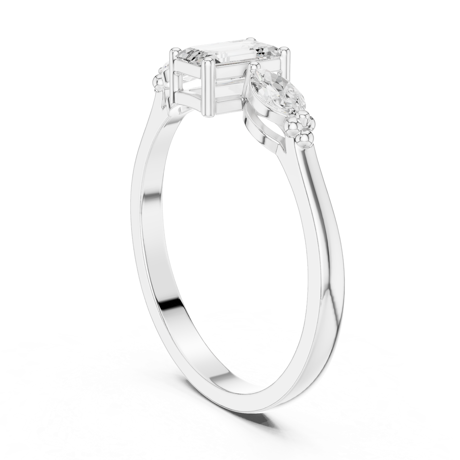 Gold Ring HLR-68, White Gold, view 1