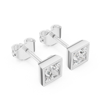 14K Solid Gold Lab Diamond Stud Earrings, White Gold, view 2