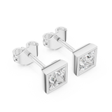 14K Solid Gold Lab Diamond Stud Earrings, White Gold, view 2