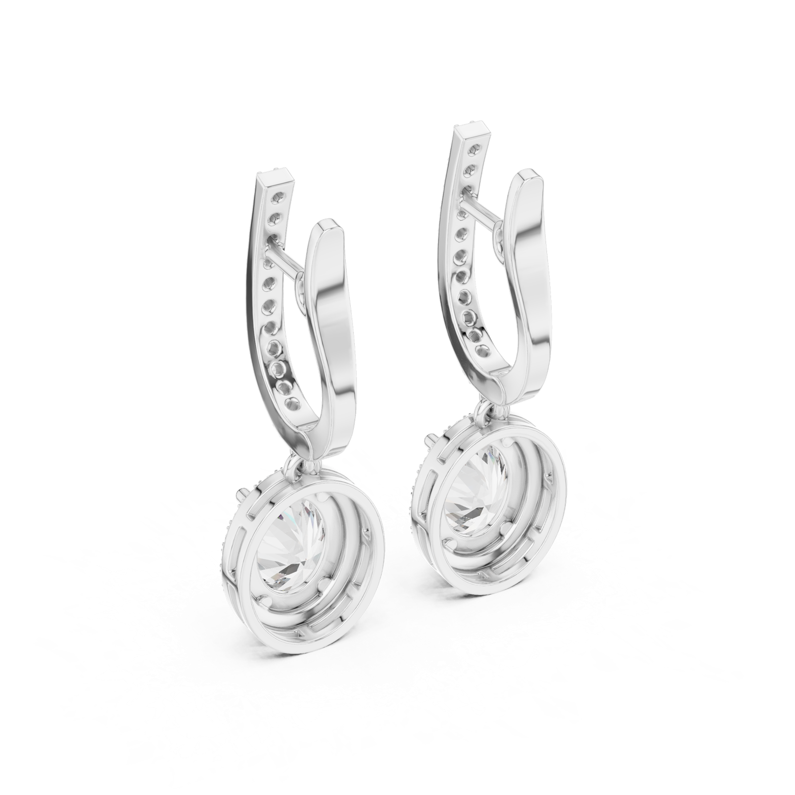 Gold Earrings 3-10009E_137_M, White Gold, view 3