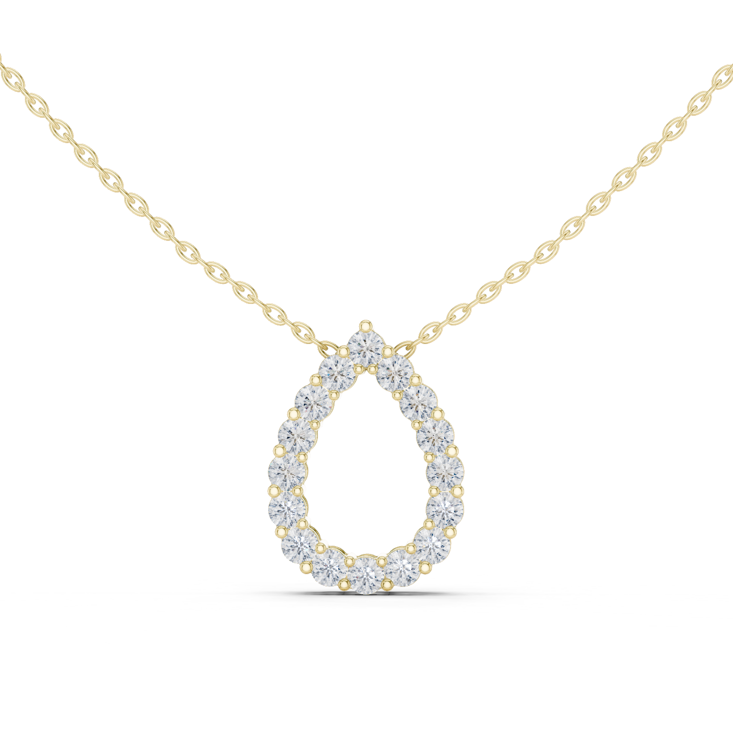 14K Solid Gold Lab Diamond Pendant Necklace, Yellow Gold