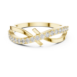 14K Solid Gold Lab Diamond Crossover Ring, Yellow Gold