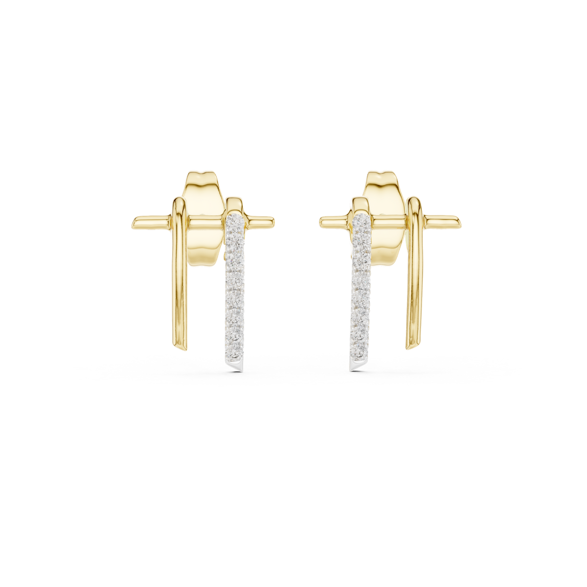 14K Solid Gold Lab Diamond Cluster Earrings, Yellow Gold