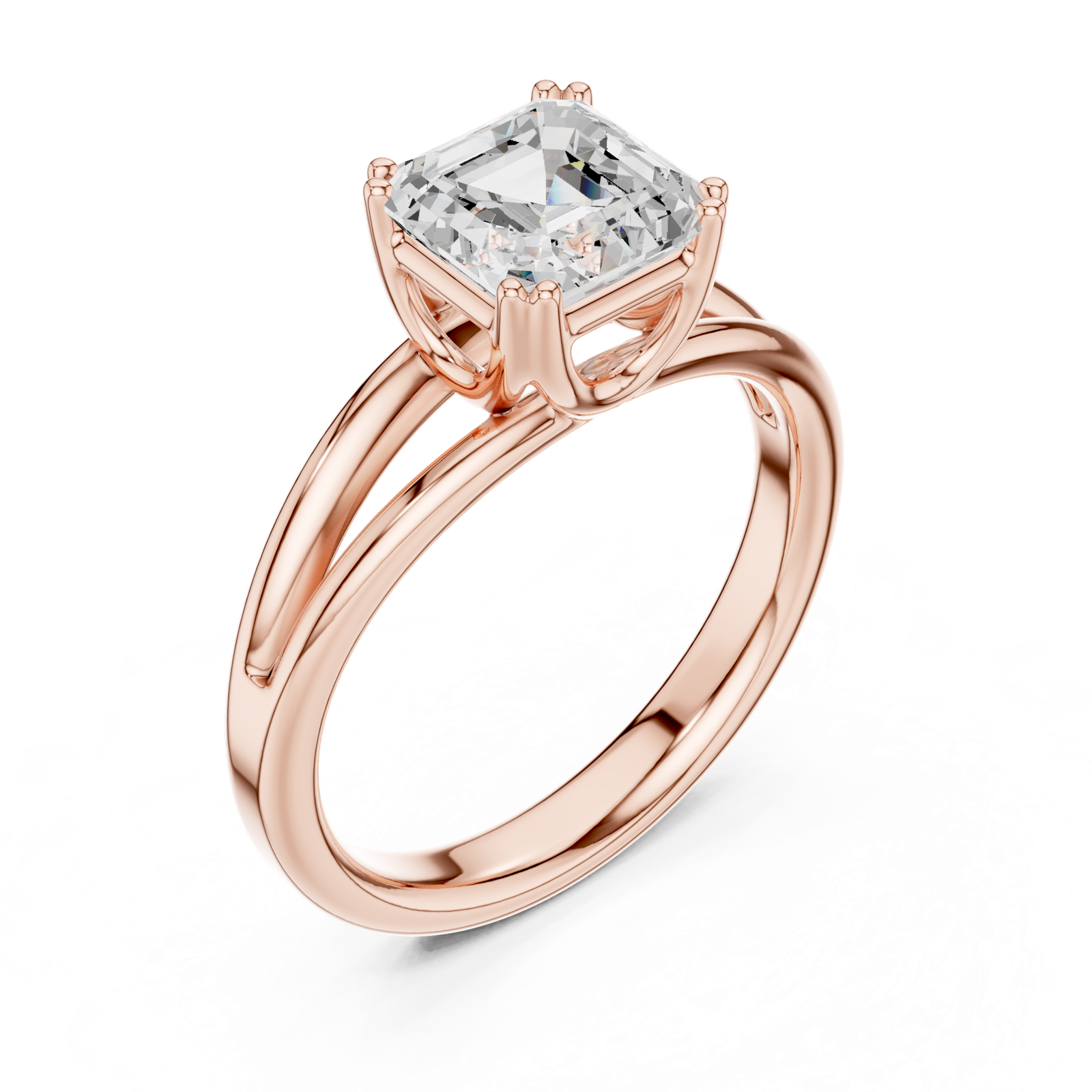 Gold Jewelry L36-7, Asscher center stone, Rose Gold, view 2