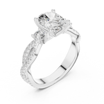 Gold Ring DDLR-281, Oval center stone, White Gold, view 2