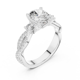 Gold Ring DDLR-281, Oval center stone, White Gold, view 2
