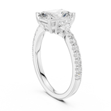 Gold Ring DDLR-037, Radiant center stone, White Gold, view 1