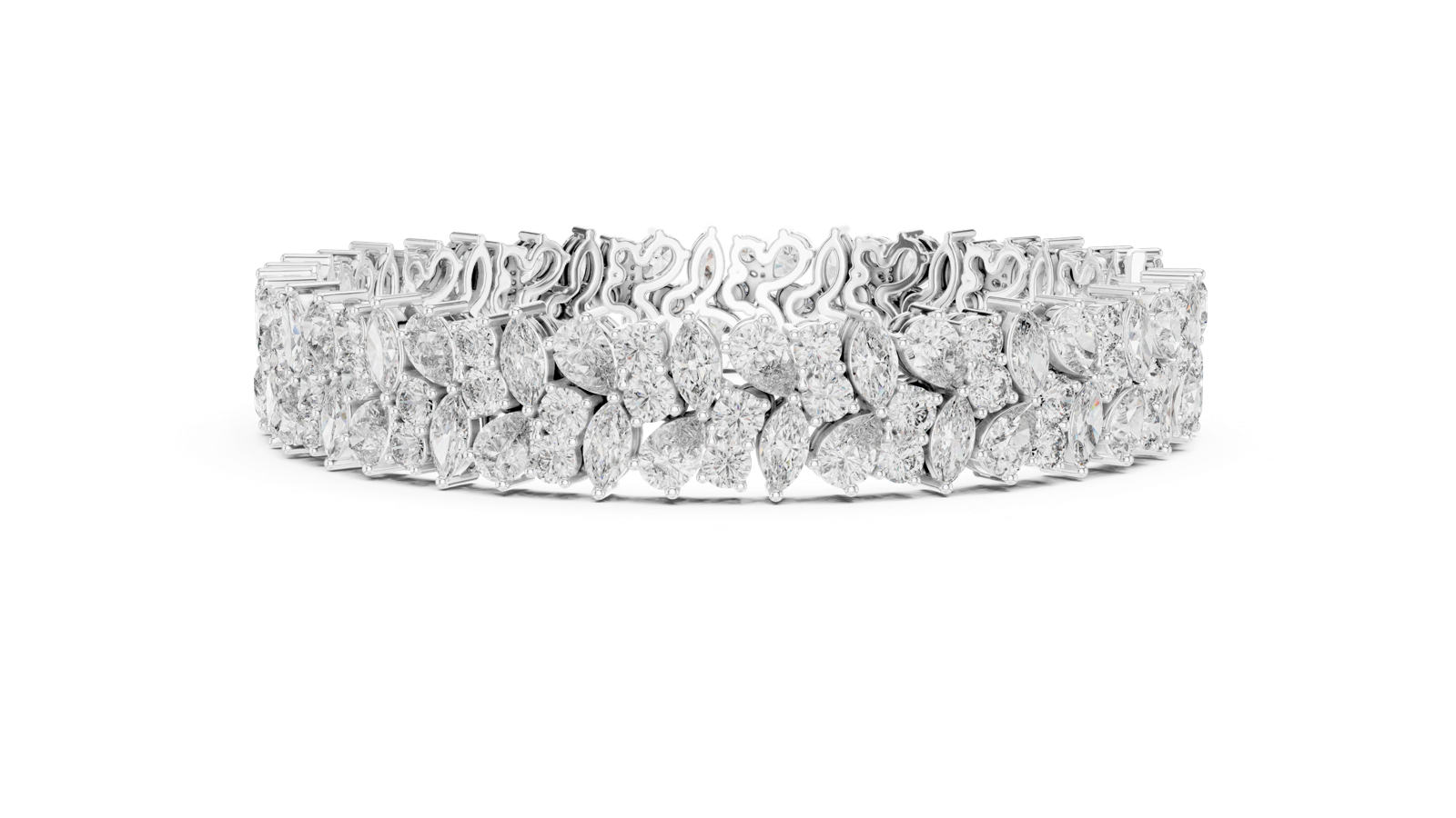 14K Solid Gold Lab Diamond Bracelet, White Gold, view 3