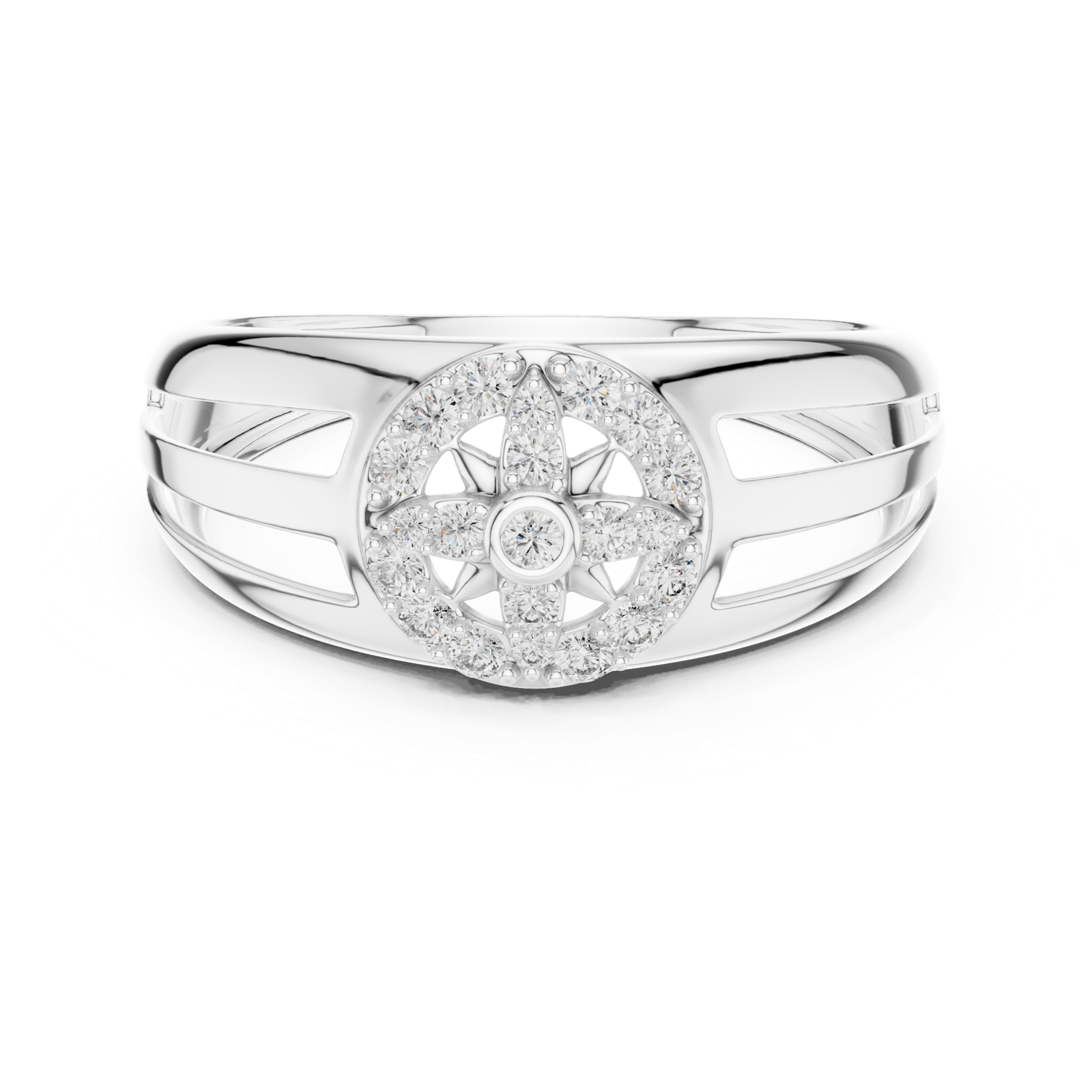 Gold Ring LR-01 (37), White Gold, view 4