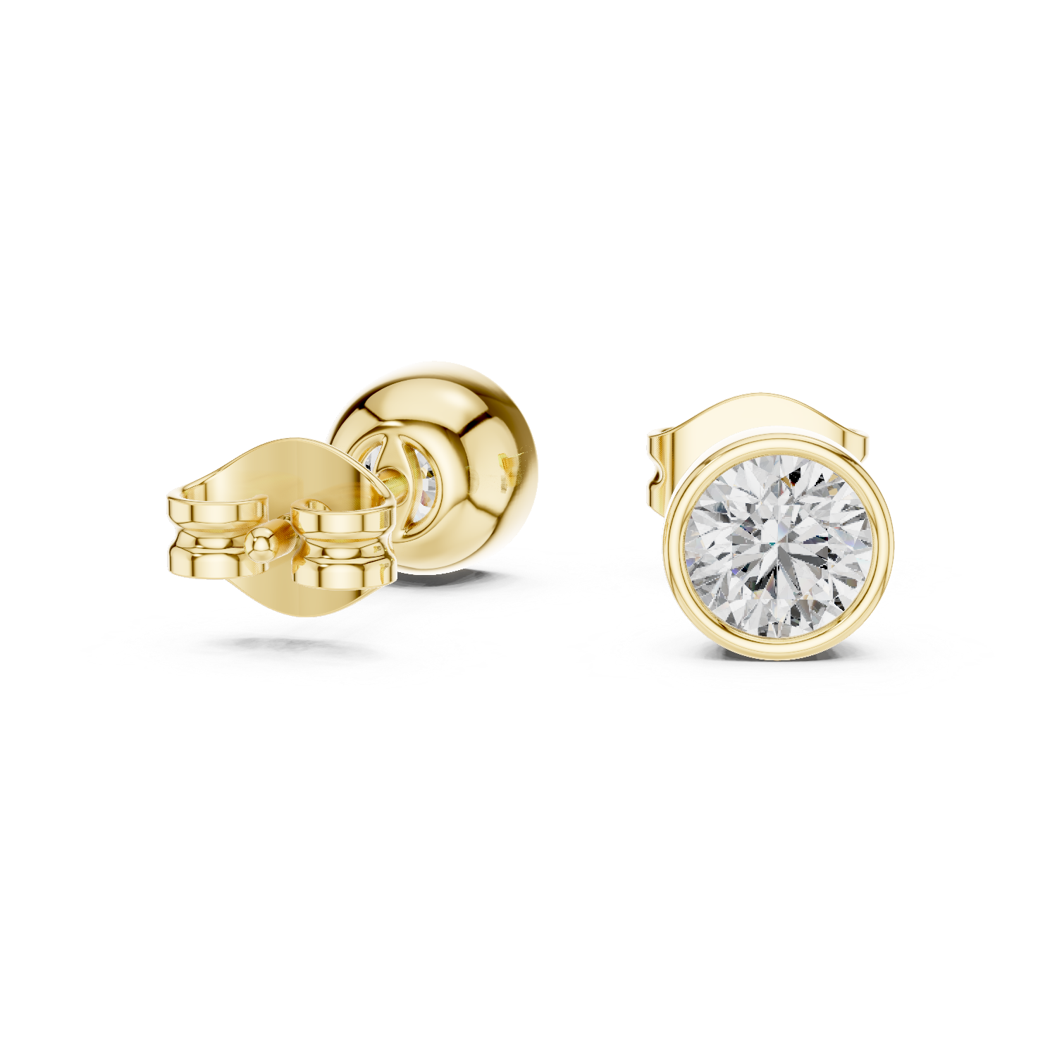 14K Solid Gold Lab Diamond Stud Earrings, Yellow Gold, view 1