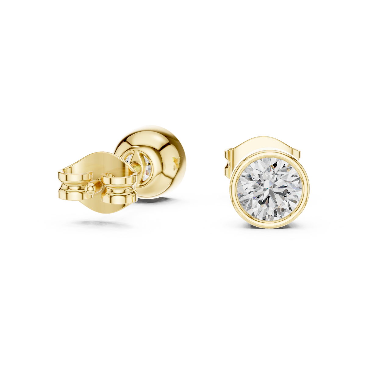 14K Solid Gold Lab Diamond Stud Earrings, Yellow Gold, view 1