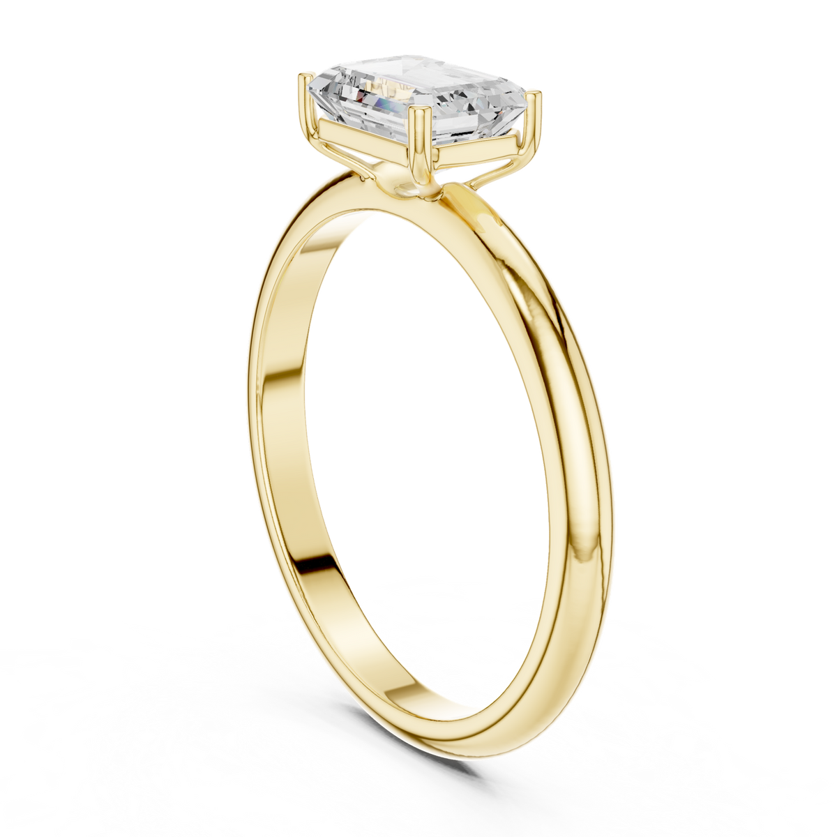 14K Solid Gold Lab Diamond Solitaire Ring, Yellow Gold, view 1