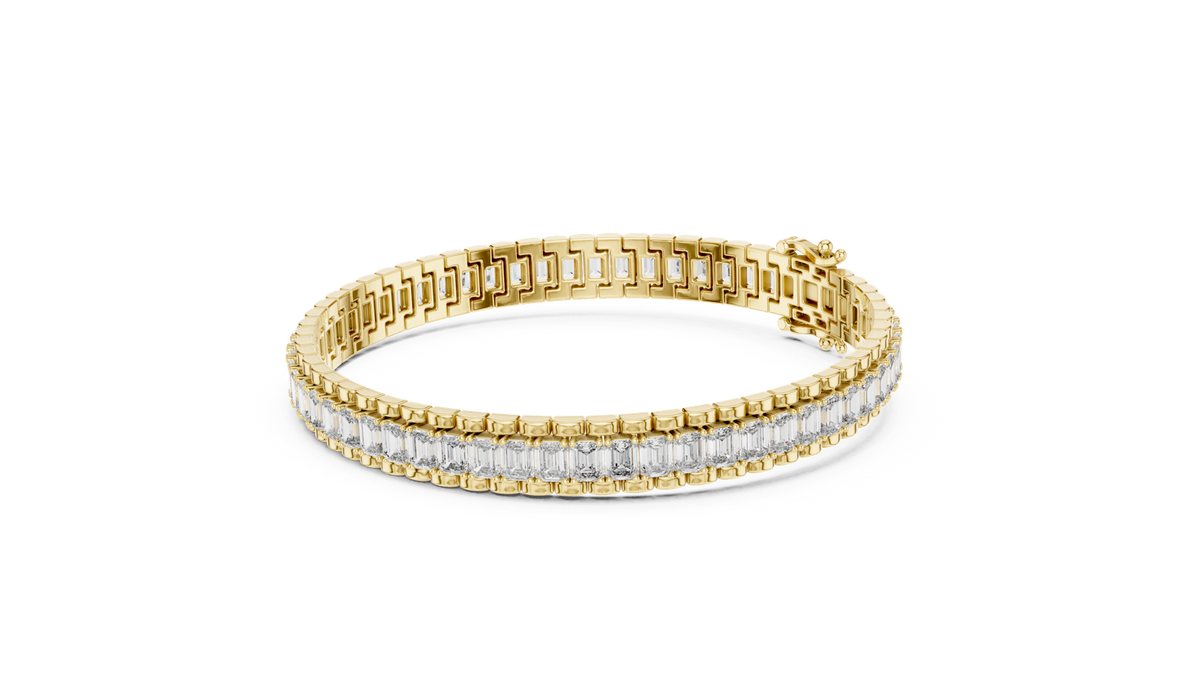 14K Solid Gold Lab Diamond Bracelet, Yellow Gold, view 1