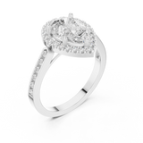 Gold Ring DDLR-349, Pear center stone, White Gold, view 2