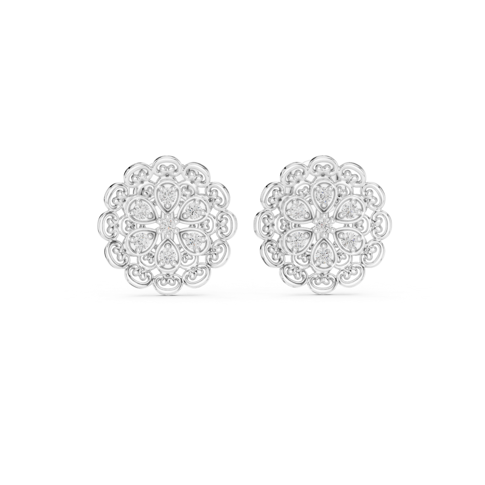 Gold Earrings 9-10072E, White Gold