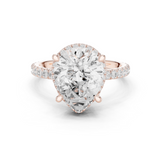 Gold Ring DDLR-172, Pear center stone, Rose Gold