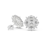14K Solid Gold Lab Diamond Halo Earrings, White Gold, view 1