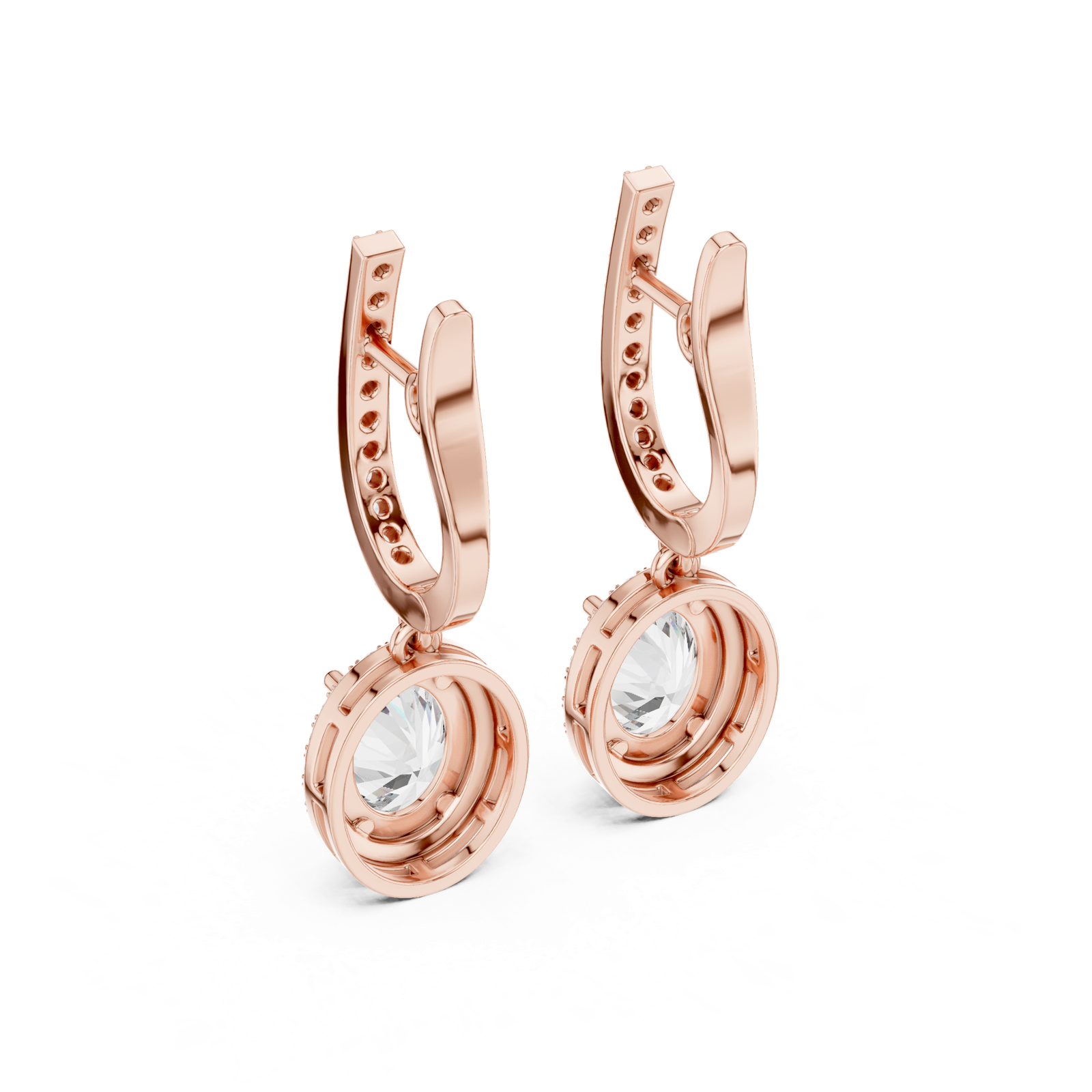 Gold Earrings 3-10009E_137_M, Rose Gold, view 3