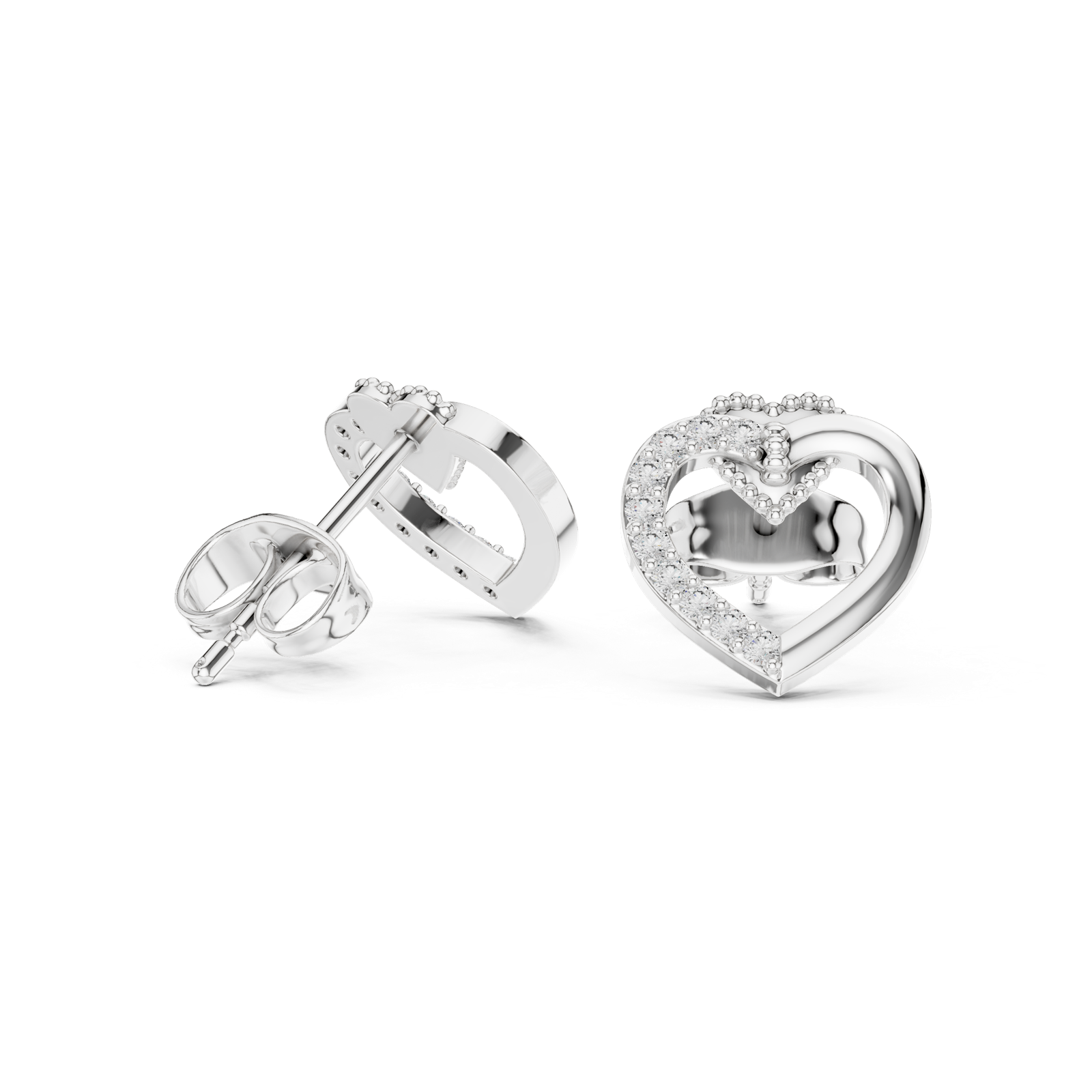 Gold Earrings 9-10098E, White Gold, view 1