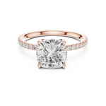 Gold Jewelry, Cushion center stone, Rose Gold, view 4