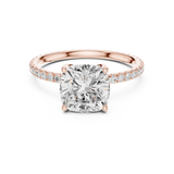 Gold Jewelry, Cushion center stone, Rose Gold, view 4