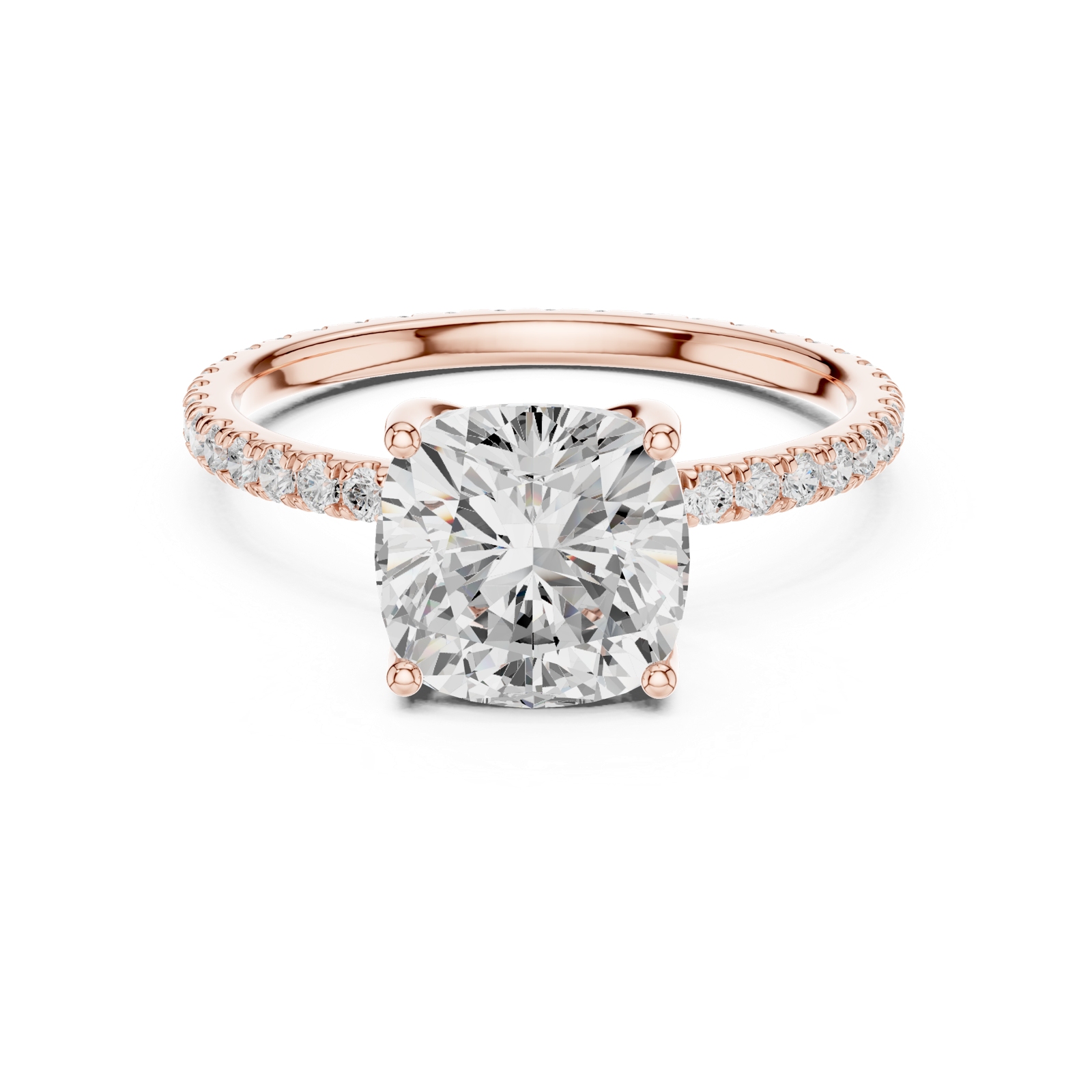 Gold Jewelry, Cushion center stone, Rose Gold, view 4