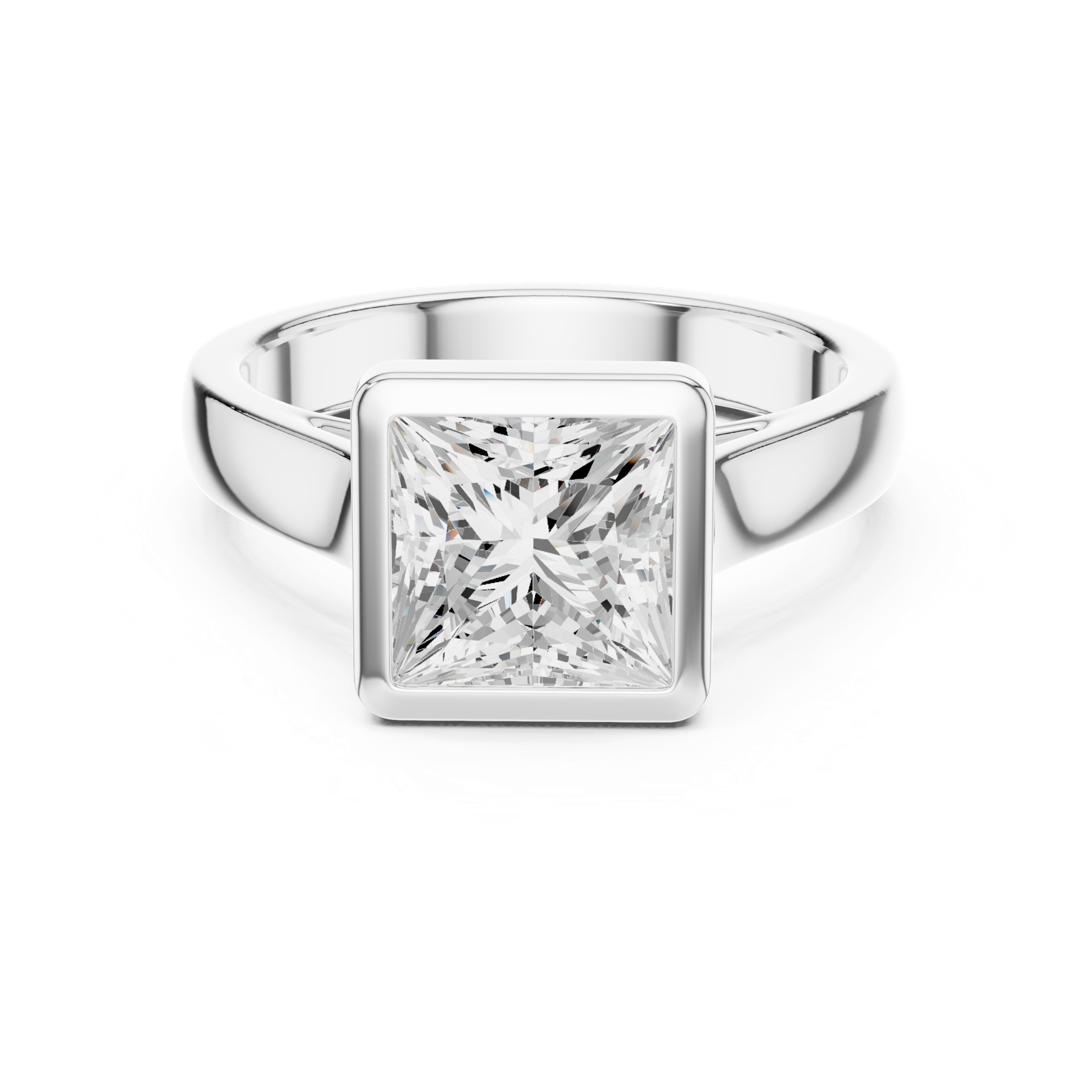 Gold Jewelry L36-3, Princess center stone, White Gold, view 4