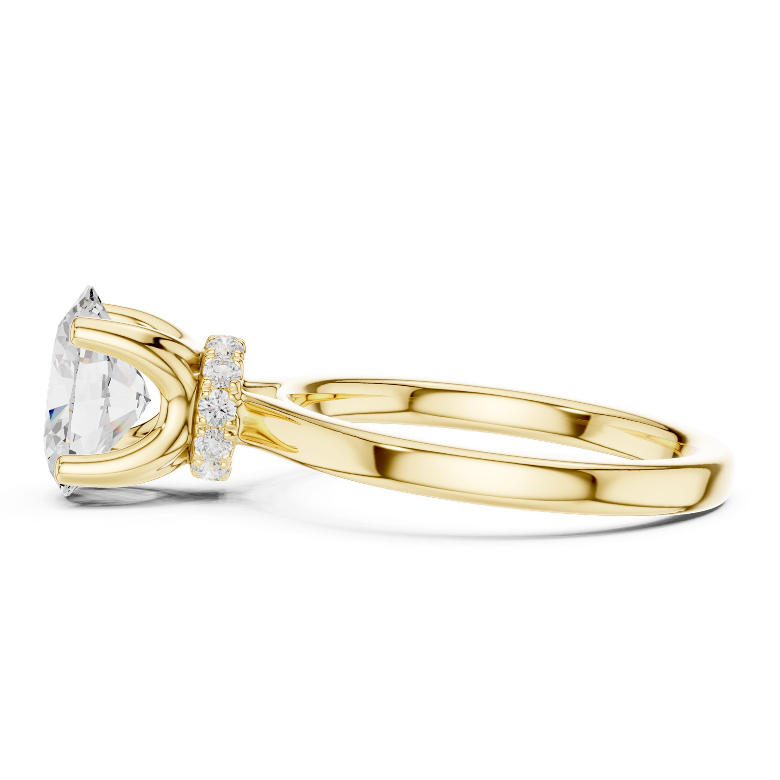 Gold Ring DDLR-176, Oval center stone, Yellow Gold, view 3