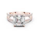 Gold Jewelry, Asscher center stone, Rose Gold