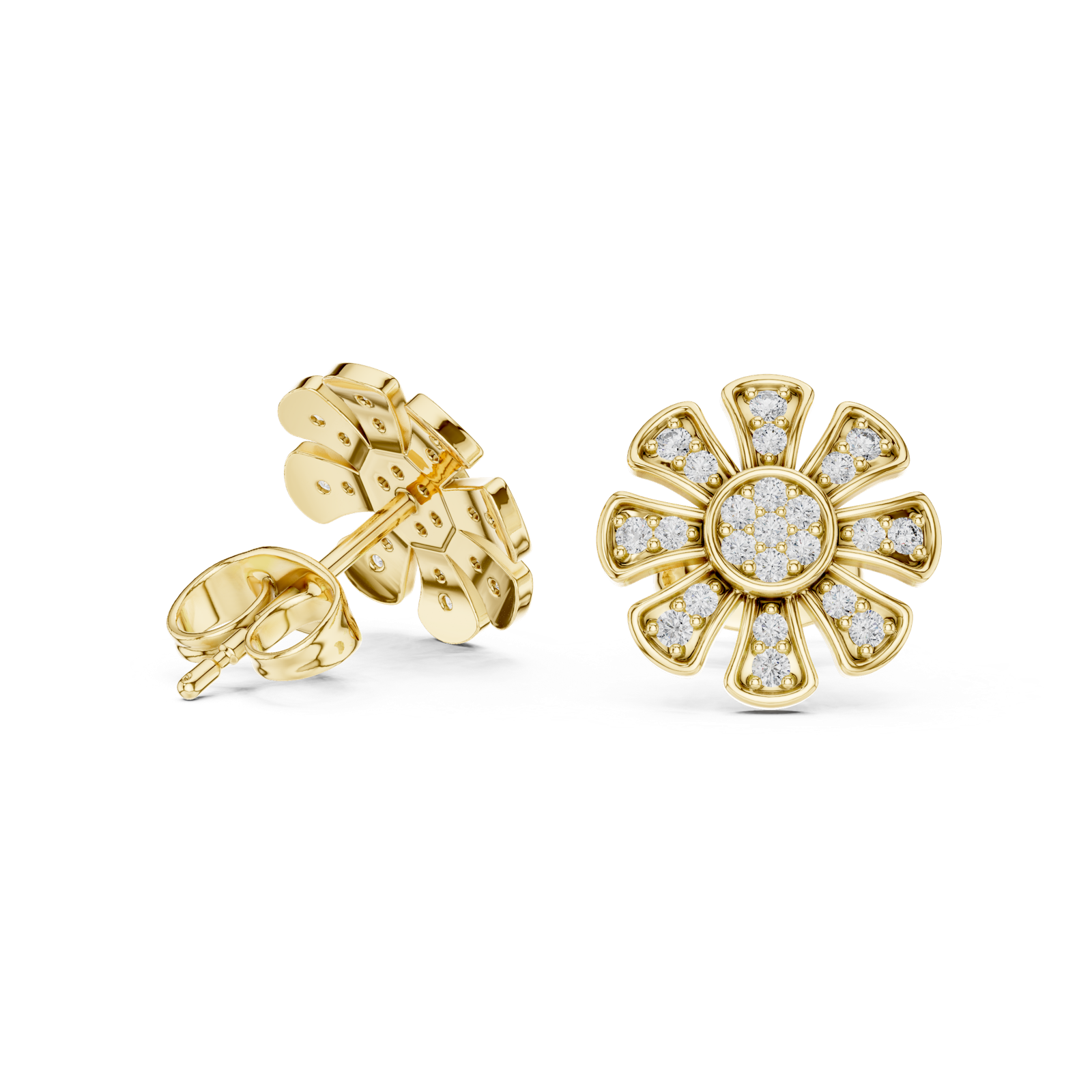 Gold Earrings 9-10097E, Yellow Gold, view 1