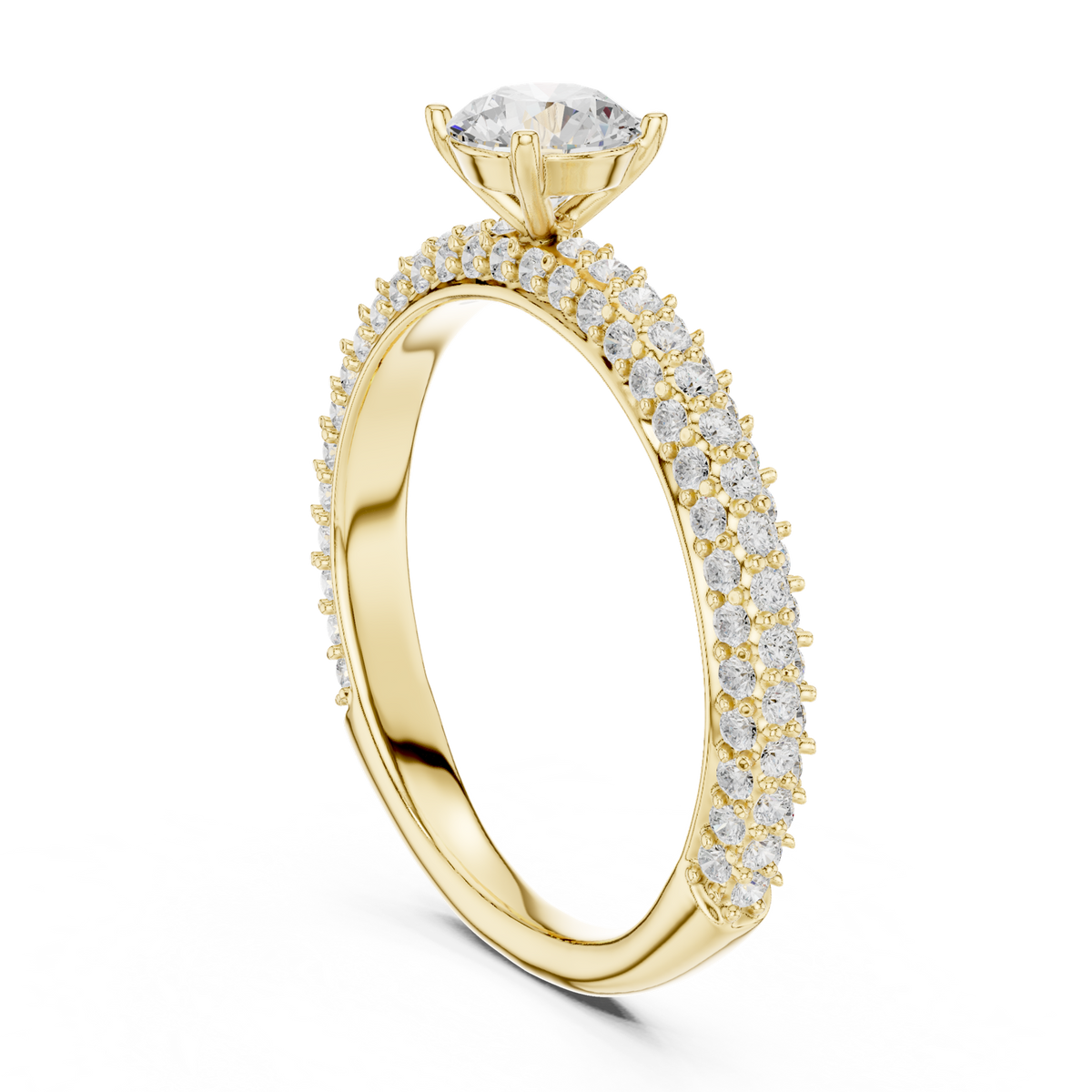 14K Solid Gold Lab Diamond Solitaire Ring, Yellow Gold, view 1