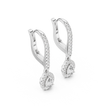14K Solid Gold Lab Diamond Drop Earrings, White Gold, view 2