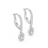 14K Solid Gold Lab Diamond Drop Earrings, White Gold, view 2