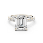 Gold Ring DDLR-259, Emerald center stone, White Gold