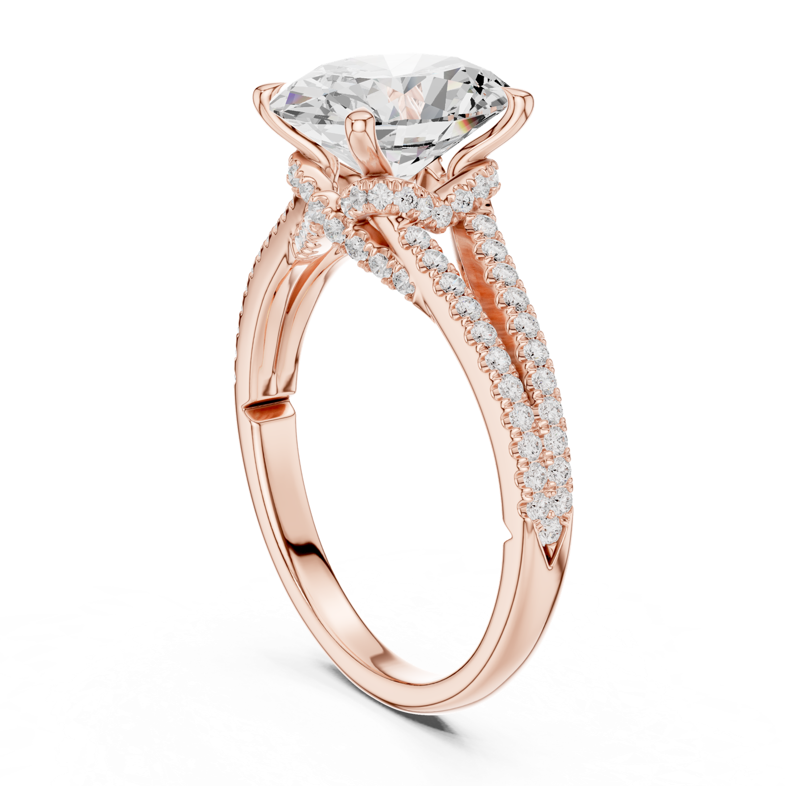Gold Ring DDLR-252, Oval center stone, Rose Gold, view 1