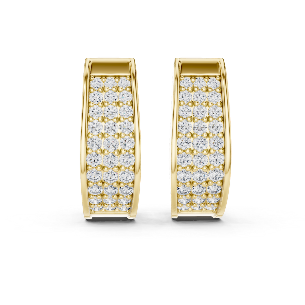 14K Solid Gold Lab Diamond Huggie Earrings, Yellow Gold