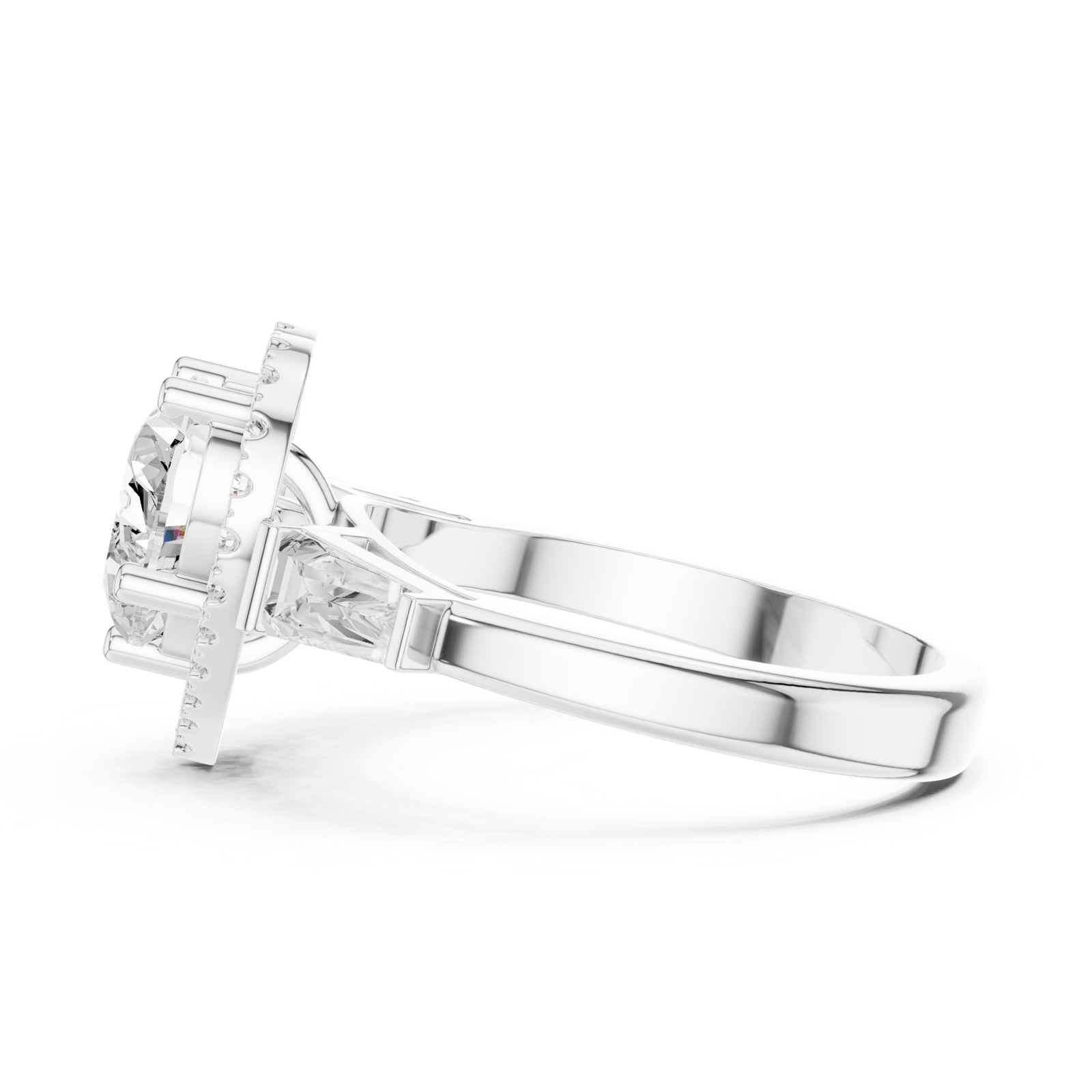 Gold Ring DDLR-342, Heart center stone, White Gold, view 3