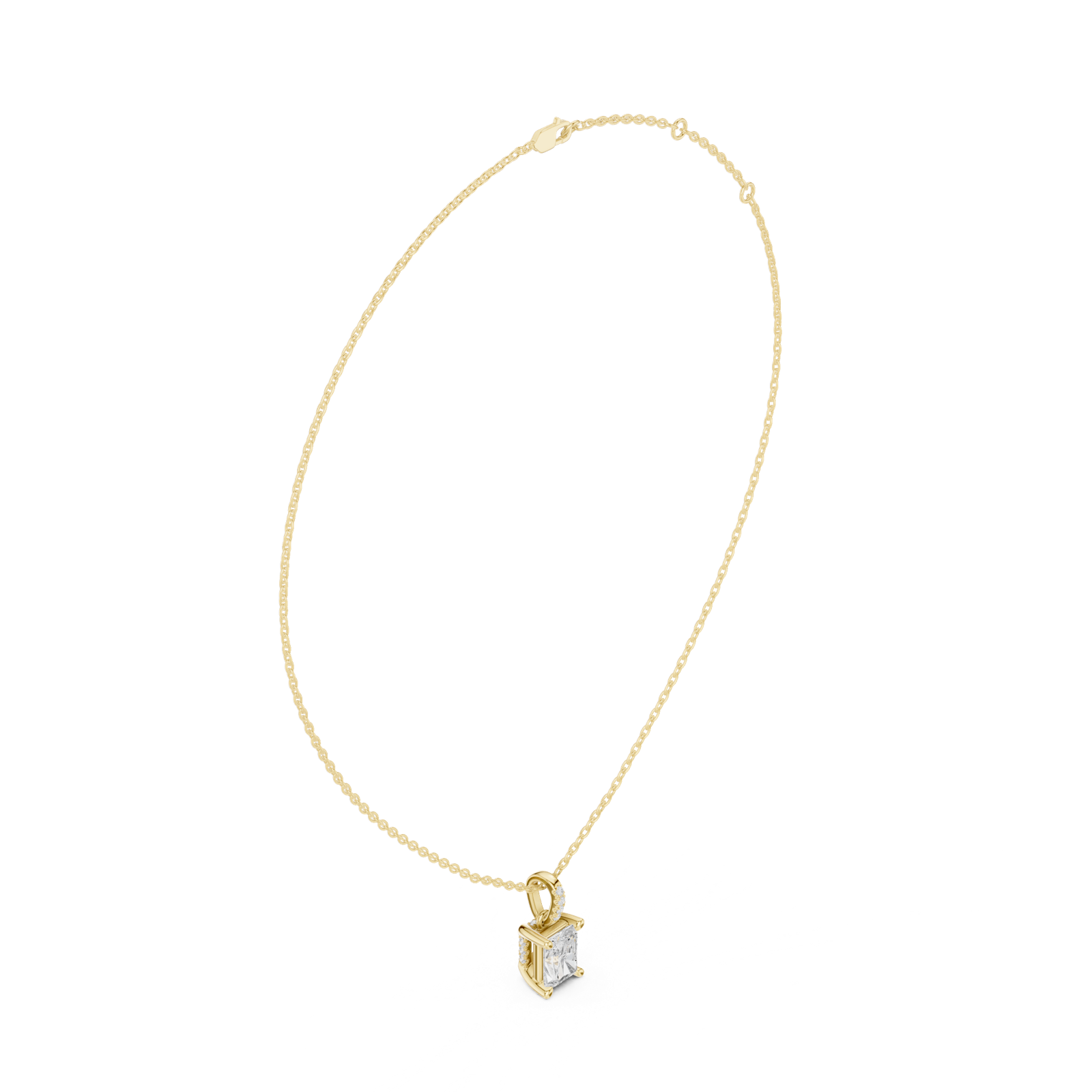 Gold Jewelry DDPO-009, Radiant center stone, Yellow Gold, view 1