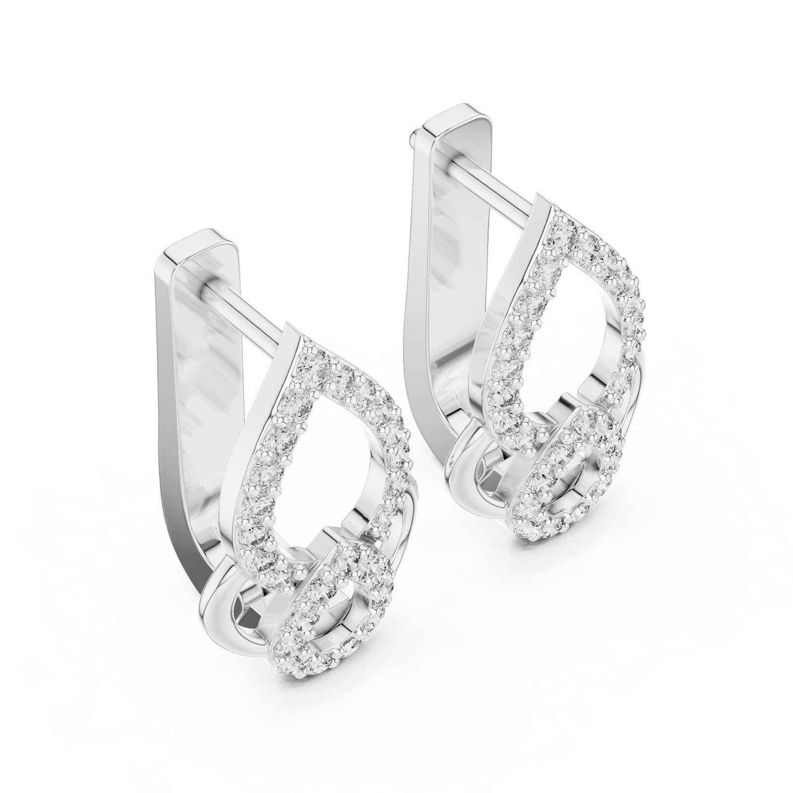 14K Solid Gold Lab Diamond Drop Earrings, White Gold, view 2